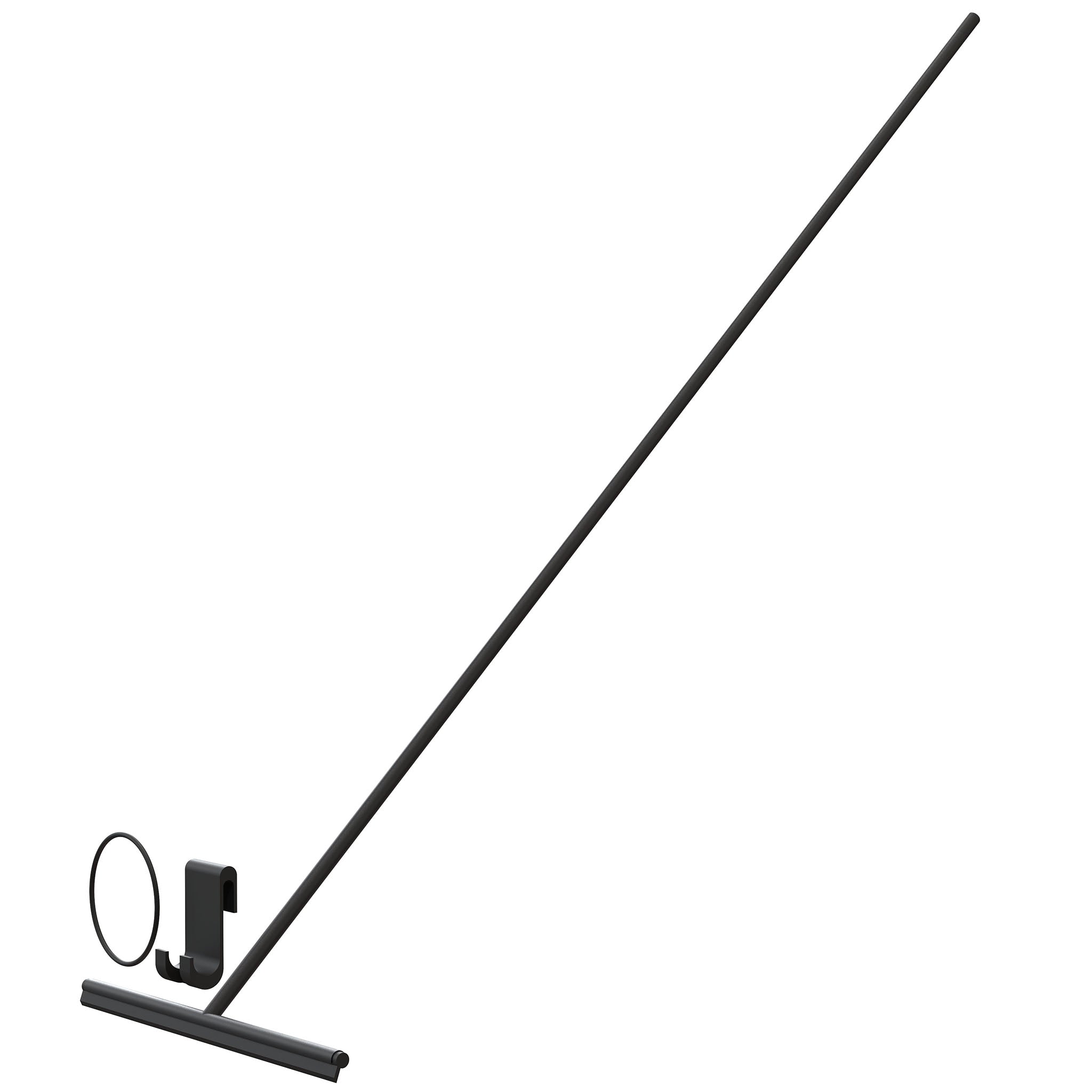 Schwarz matter Duschwischer 1979-1 von Frost Denmark – eleganter Glasabzieher mit 111 cm Höhe zur komfortablen Reinigung großer Duschflächen.