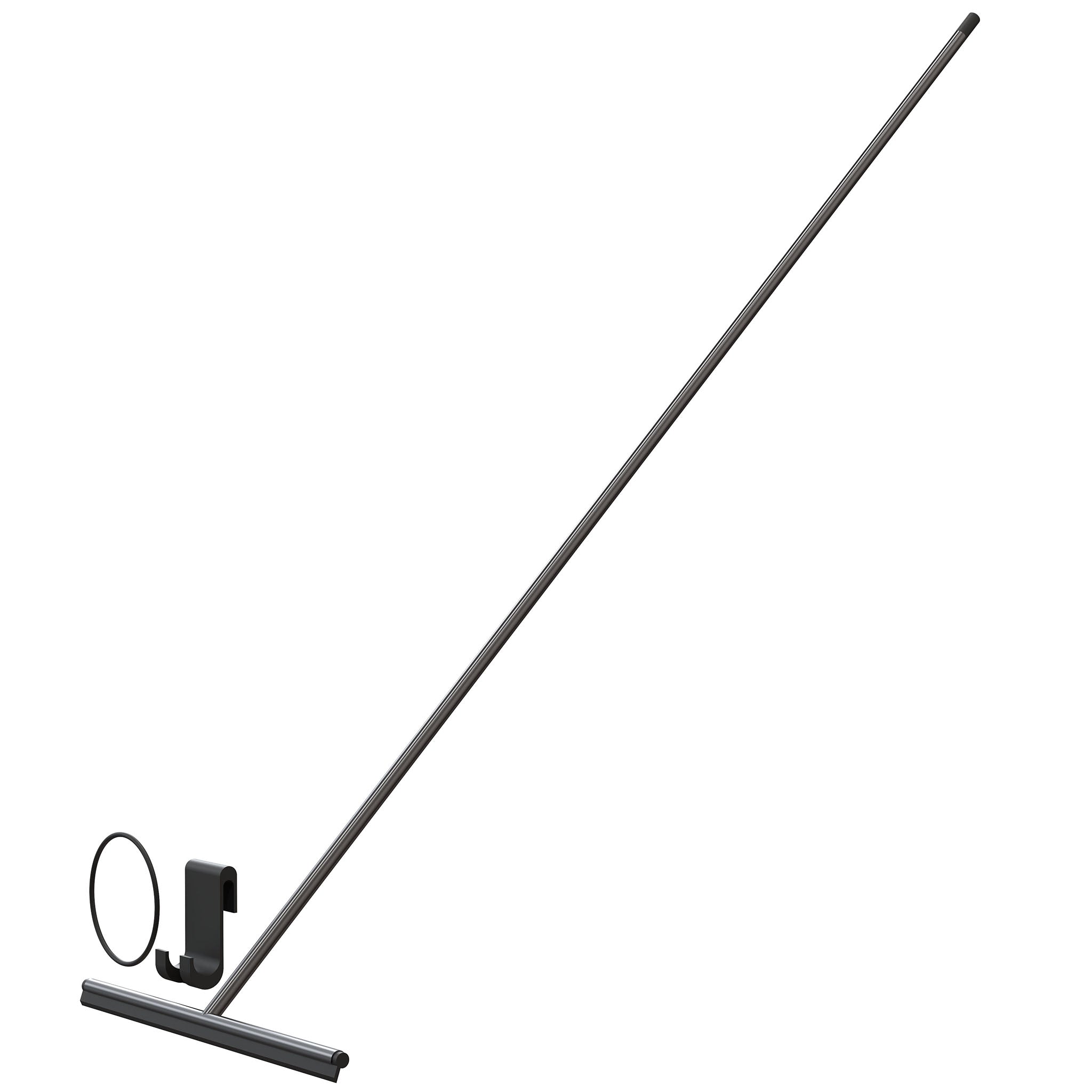 Schwarz gebürsteter Duschabzieher 1979-1 von Frost Denmark – elegantes Badaccessoire mit hochwertigem Finish und werkzeugfreier Aufhängung.