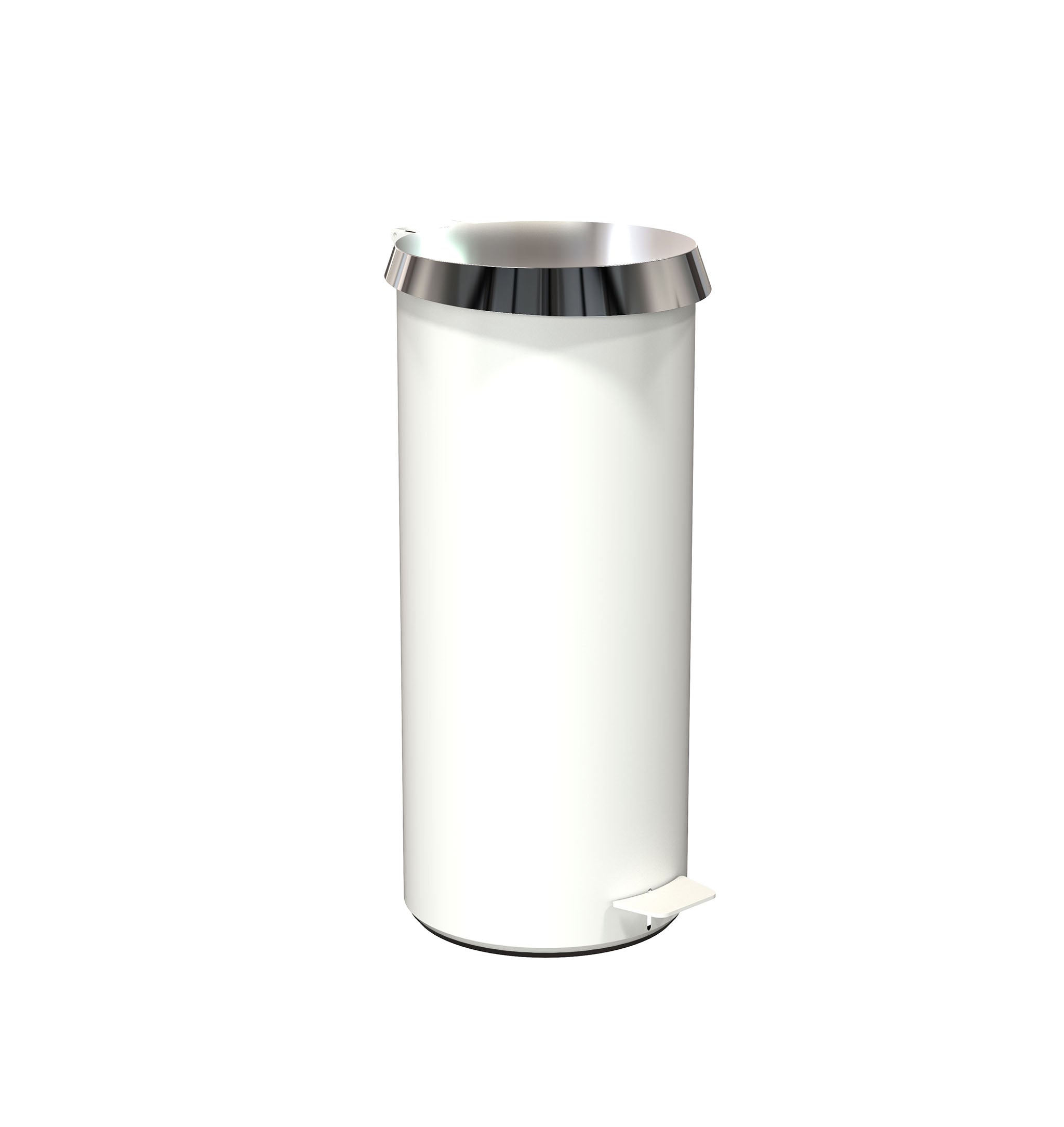 Design-Treteimer in Weiß mit poliertem Edelstahl – 15 Liter Volumen für stilvolle Bäder