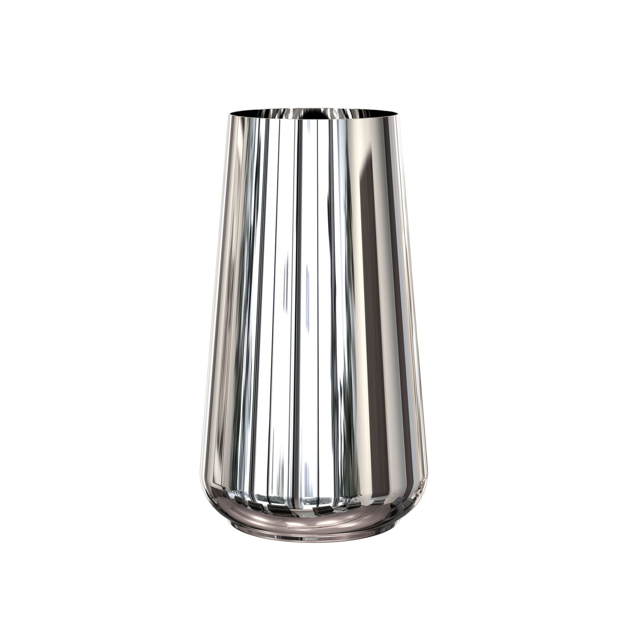 Puristische Designvase Rondo von Frost Denmark in chrom – ideal für stilvolle Akzente im Bad oder Wohnbereich.