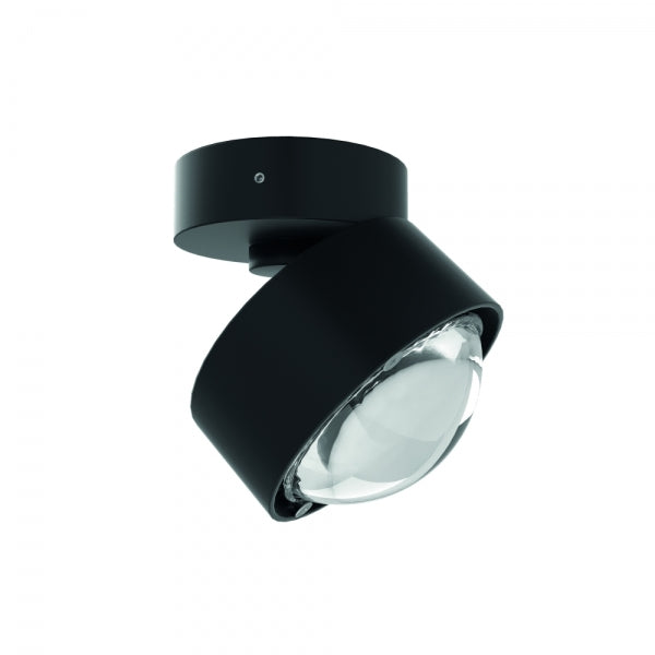 Puk Mini Move Deckenleuchte in mattem Schwarz aus der Black White Edition von Top Light - LED dimmbar, 360° drehbar und 50° schwenkbar für individuelles Lichtkonzept mit warmweißem Licht.