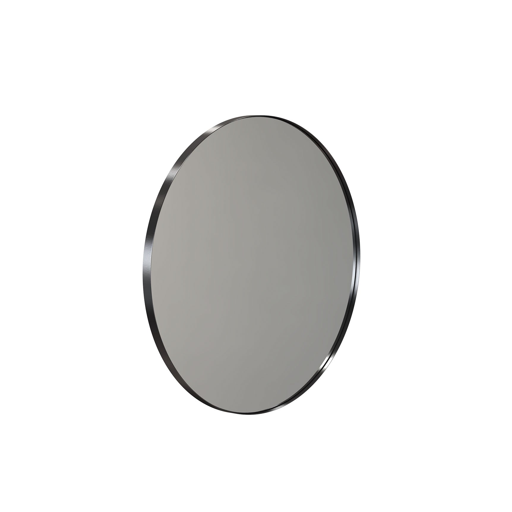 Moderner Wandspiegel 60 cm Durchmesser mit gebürstetem schwarzem Rahmen – ideal für stilvolle Badezimmer, Flure oder Gäste-WCs.