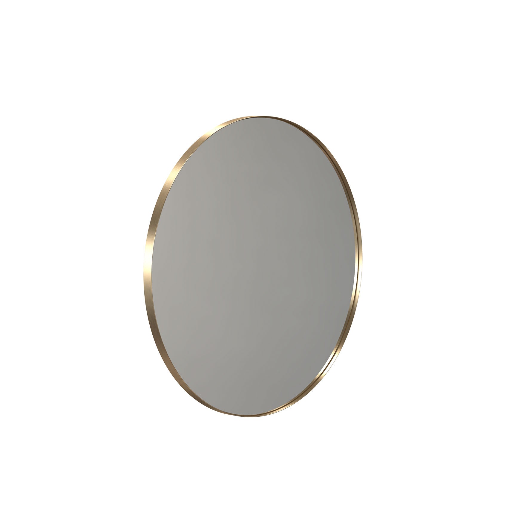 Edler Wandspiegel 60 cm Durchmesser in gebürstetem Gold – dezenter Glamour für stilvolle Badgestaltung.