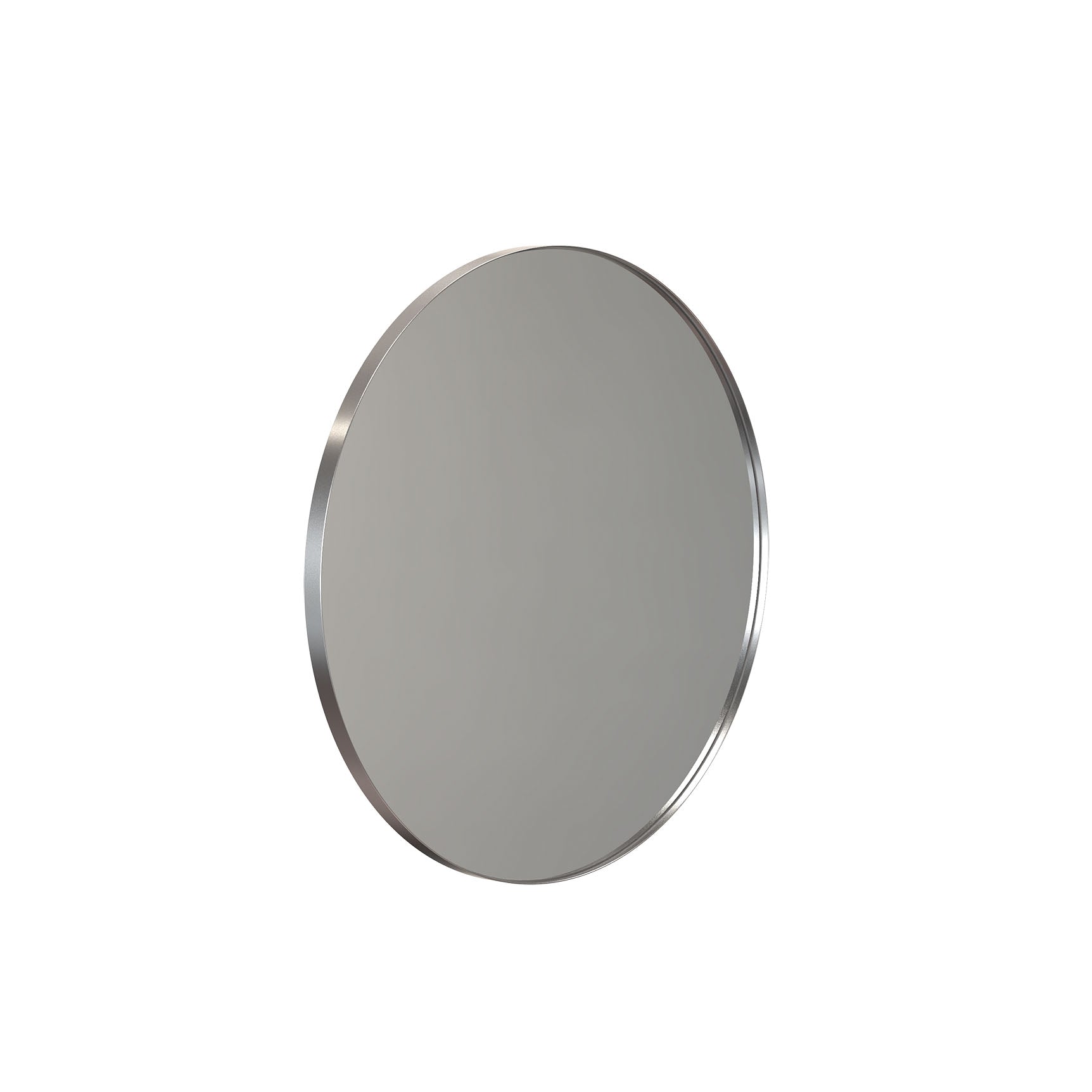 Runder Badspiegel 60 cm Durchmesser mit gebürstetem Edelstahlrahmen – modernes Design für Flur, Gäste-WC oder Badezimmer.