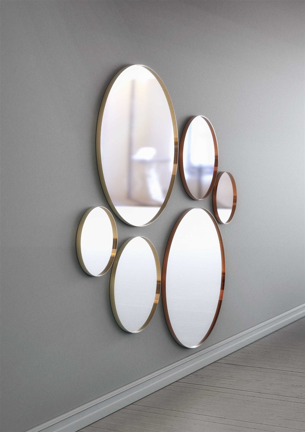 Mirror round FROST 40cm copper