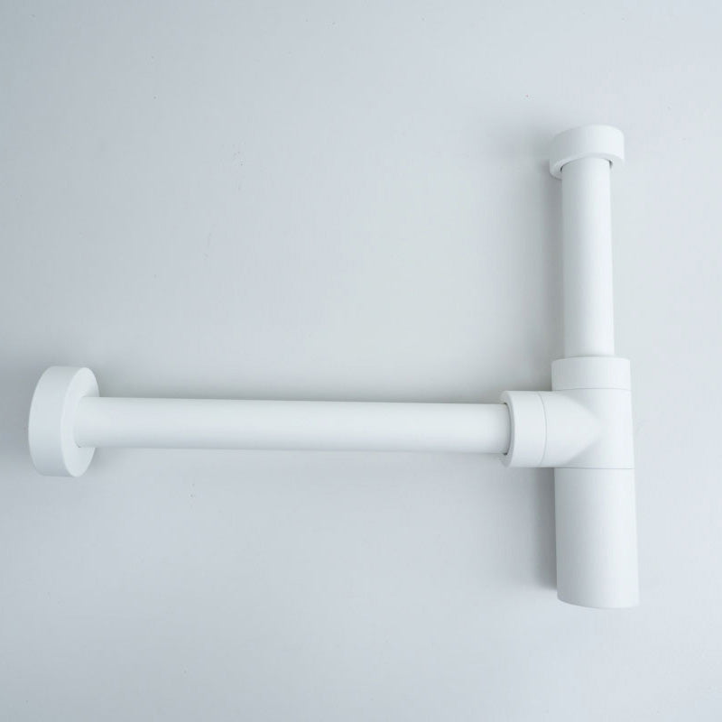 Minimalistischer Flaschensiphon in Weiß matt – dezenter Geruchsverschluss passend zu hellen Bädern.