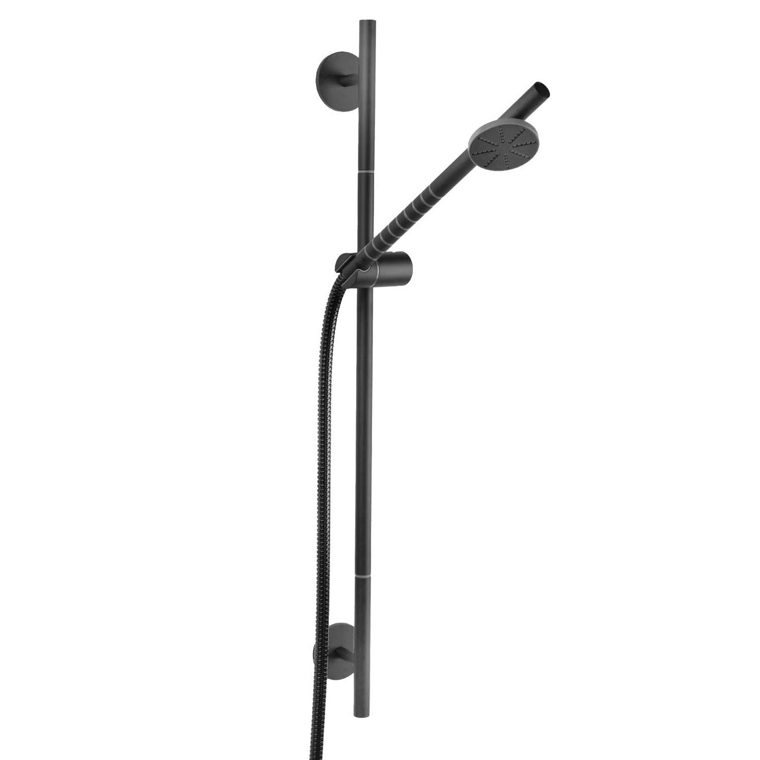 Vola Brauseset T65 in Schwarz gebürstet – edles Duschset mit PVD-veredelter Edelstahloberfläche und harmonischem Wasserfluss.