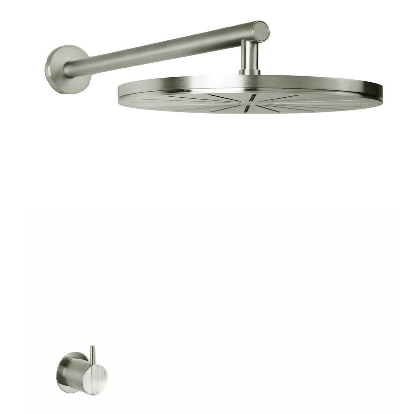 Vola Duschset 2261 in Edelstahl gebürstet – langlebiges Duschsystem aus massivem Edelstahl mit seidenmatter Oberfläche.