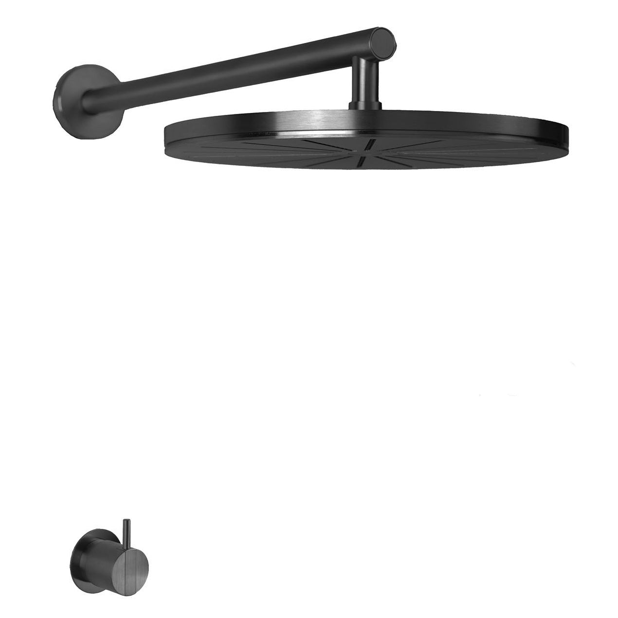 Vola Duschset 2261 in Schwarz gebürstet – luxuriöse Edelstahl-PVD-Ausführung mit feiner Struktur und elegantem Schimmer.