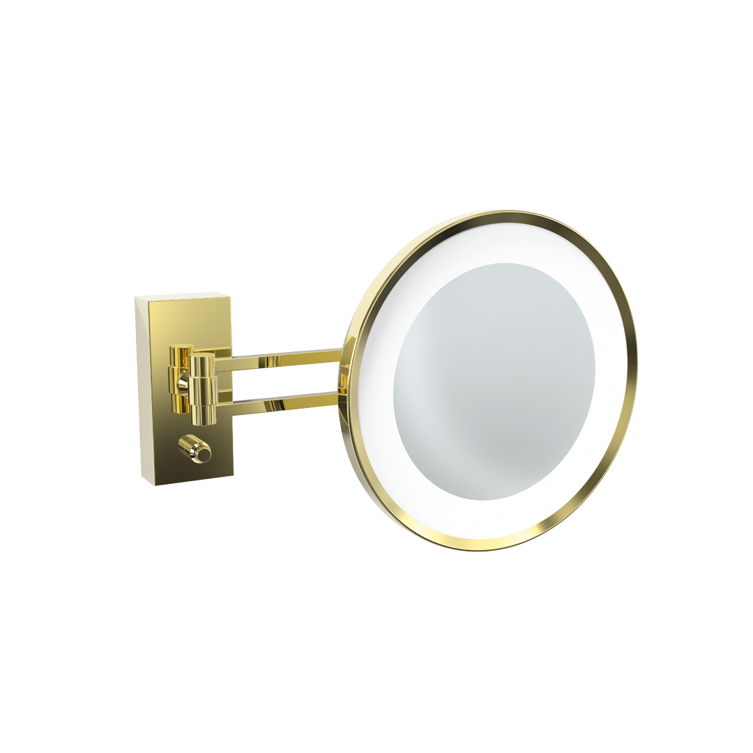 Luxuriöser LED-Kosmetikspiegel BS 36 in 24kt Gold, mit 3-facher Vergrößerung und dimmbarem Licht, Decor Walther, dasfeinebad