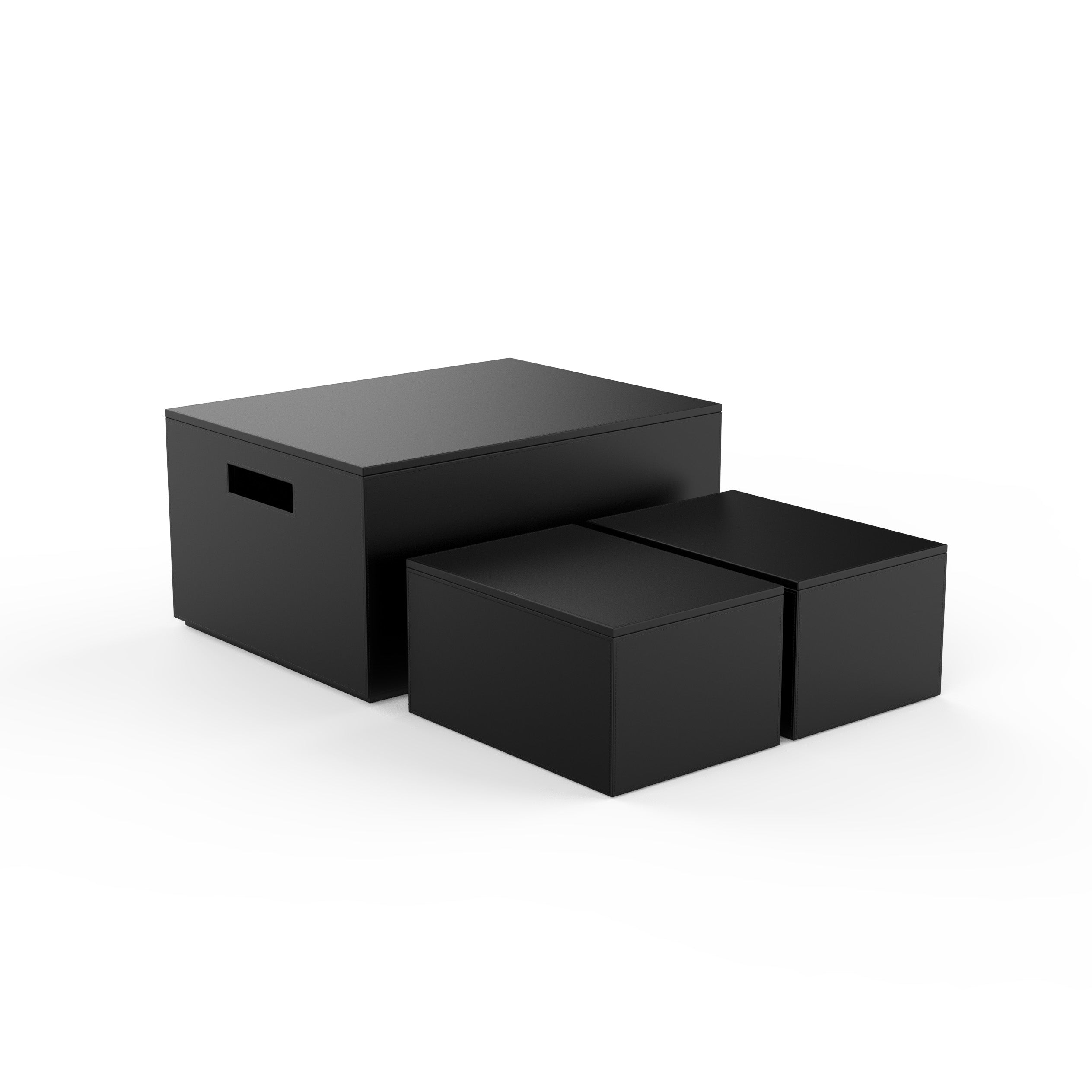 Decor Walther Brownie 3BOX Aufbewahrungsboxen 3er-Set veganes Kunstleder Schwarz