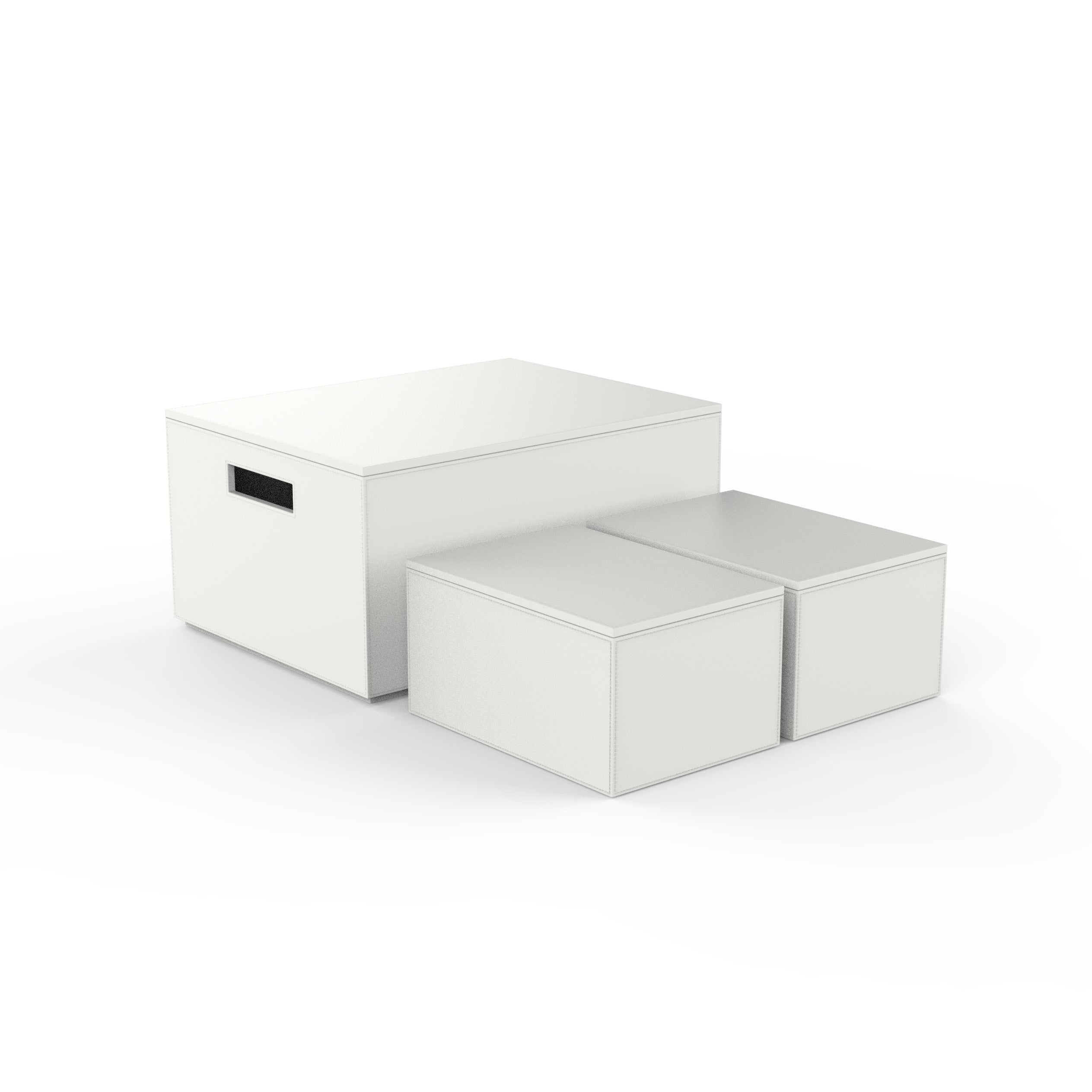 Decor Walther Brownie 3BOX Aufbewahrungsboxen 3er-Set veganes Kunstleder Weiß