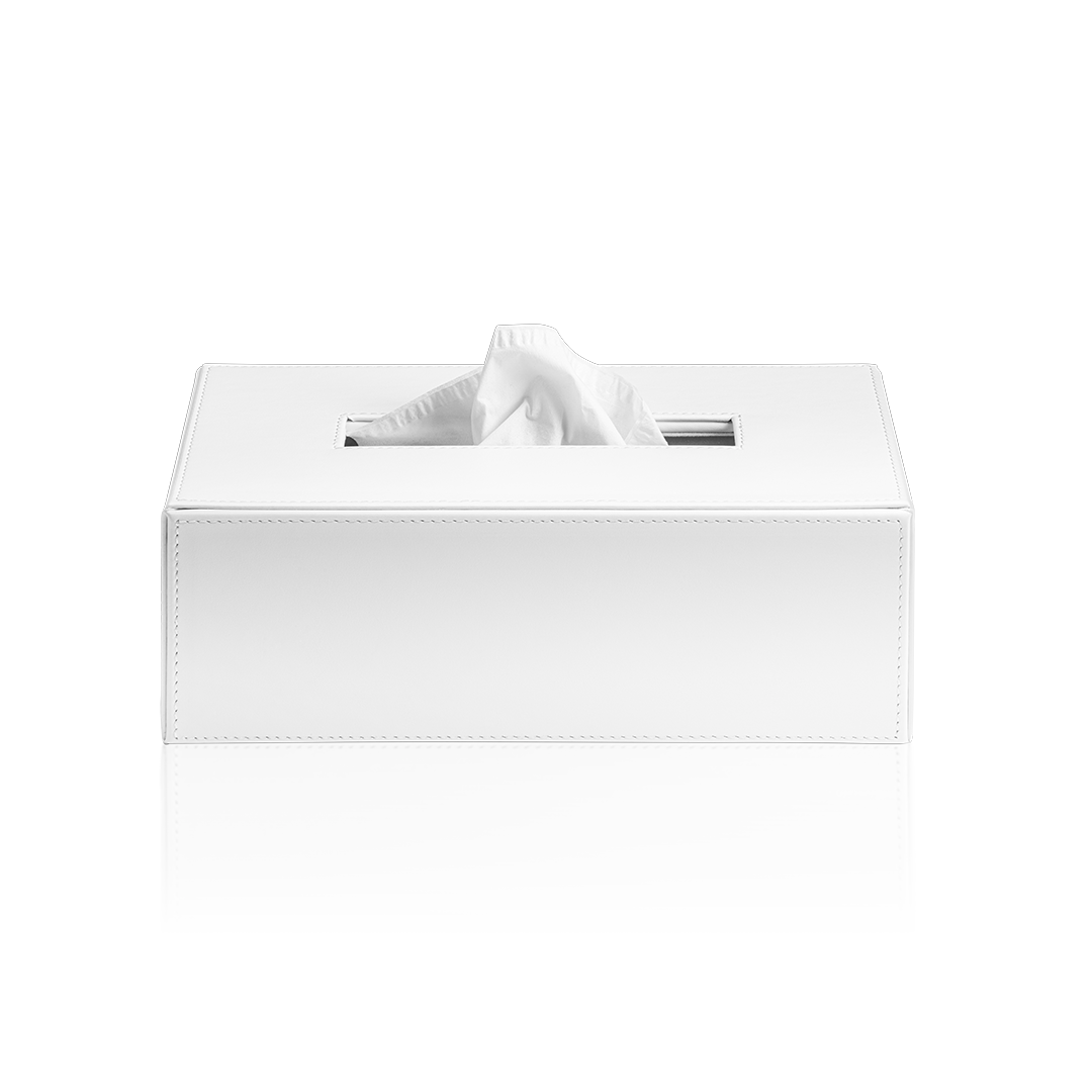 Decor Walther Brownie KB 40 Tissuebox rechteckig veganes Kunstleder Weiß Lederoptik