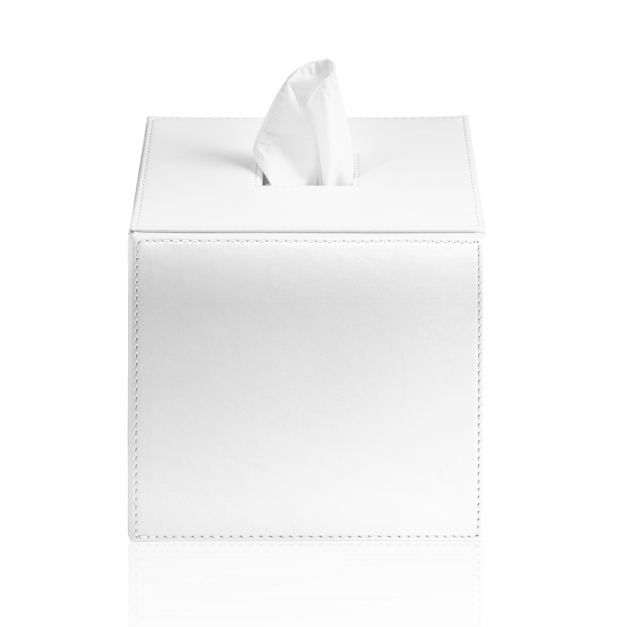 Decor Walther Brownie KB 41 Kosmetiktuchbox quadratisch veganes Kunstleder Weiss Lederoptik