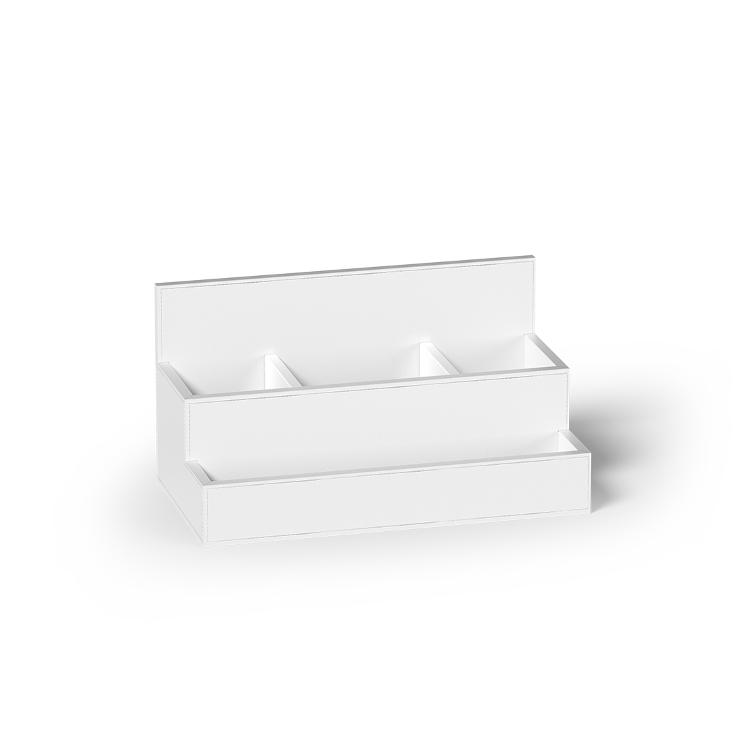 Decor Walther Brownie STORAGE Organizer veganes Kunstleder Weiß mit verstellbaren Teilern