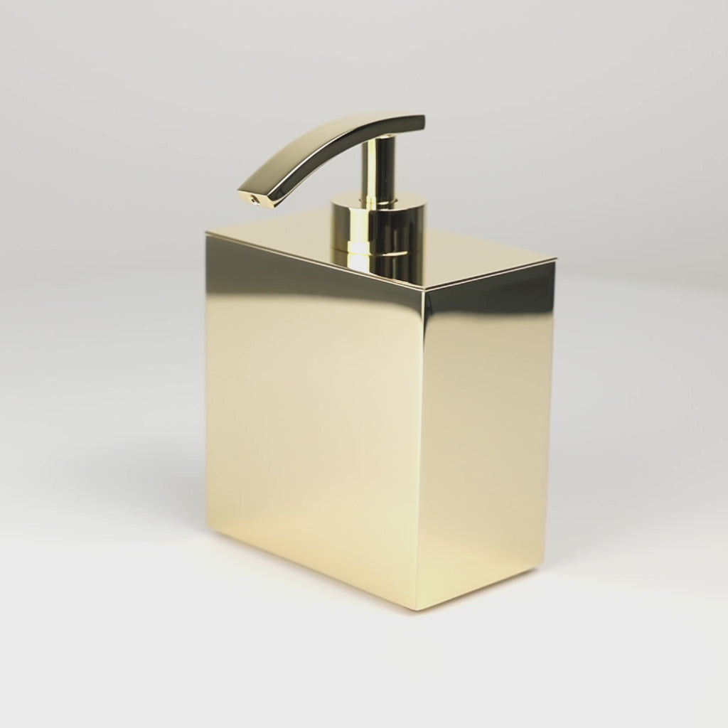 Design-Seifenspender von  Windisch 90101 O in 24-Karat-Goldausführung, nachfüllbar und umweltfreundlich, perfekt für exklusive Badezimmer und Luxus-Einrichtungen.