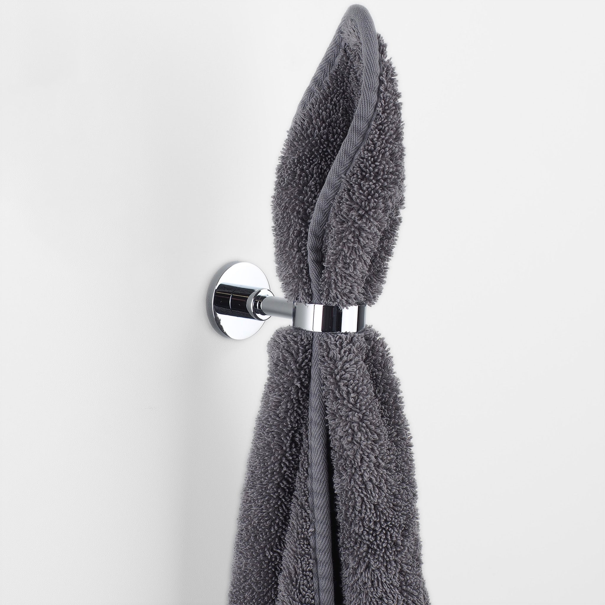 Runder Handtuchring in Chrom, eleganter Handtuchhalter für Gäste-WC oder Bad.
