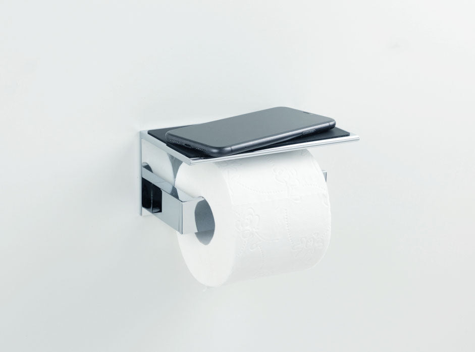 Toilettenpapierhalter mit Ablage chrom